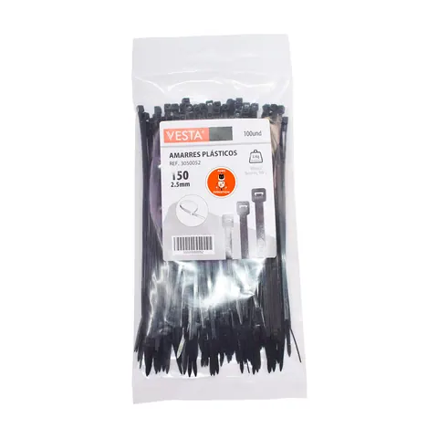 AMARRE NEGRO 15CM X2.5MM 100PZAS