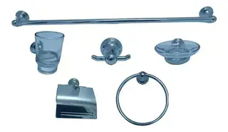 ACCESORIOS BAÑO 6 PIEZAS METALICO 1X10
