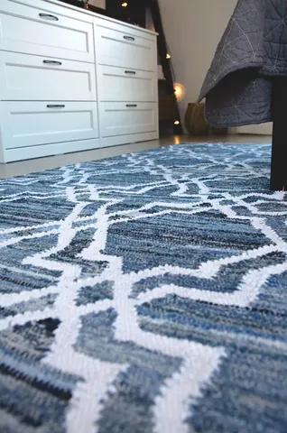 ALFOMBRA 100% ALGODON AZUL 40X60