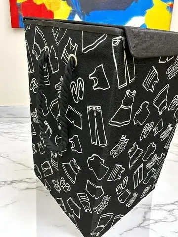 CESTA ROPA C/TAPA PQÑA NEGRA